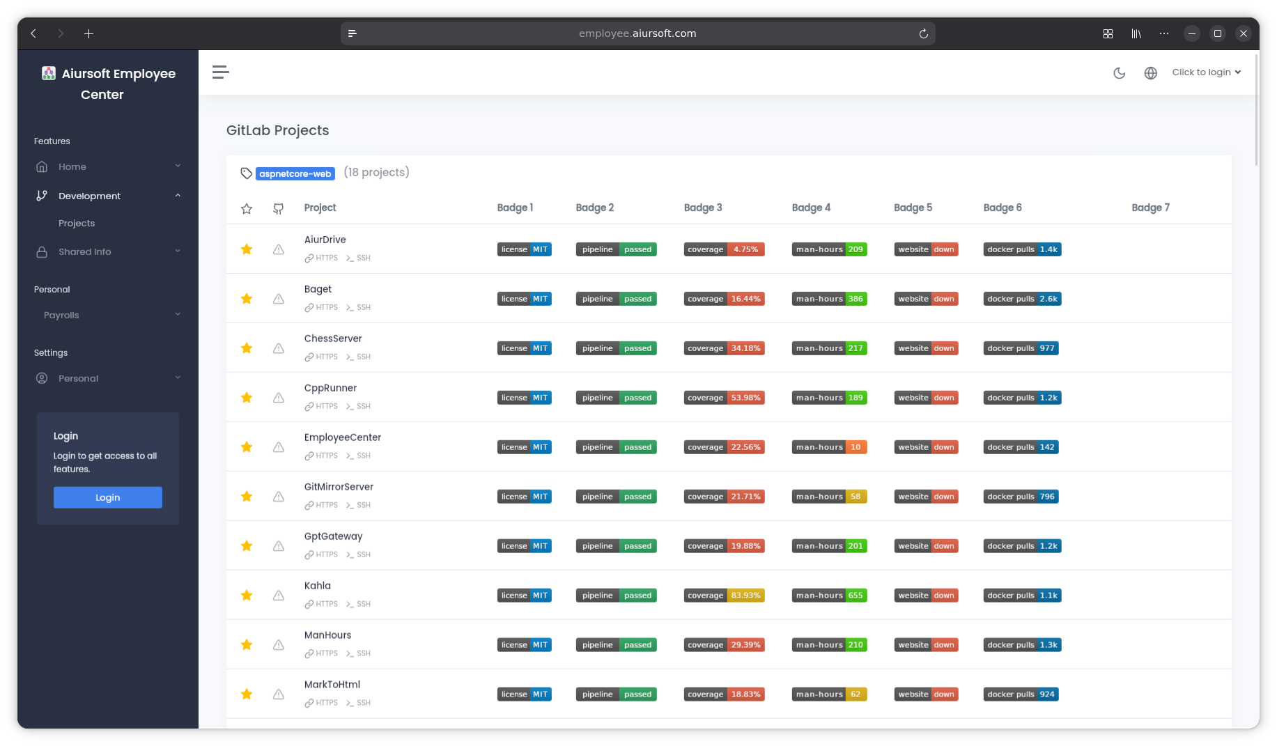 Employee Center Screenshot